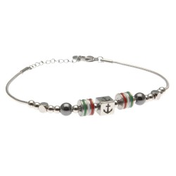 bracciale uomo con ancora e bandiera italiana