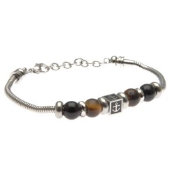 bracciale con ancora in acciaio e pietre