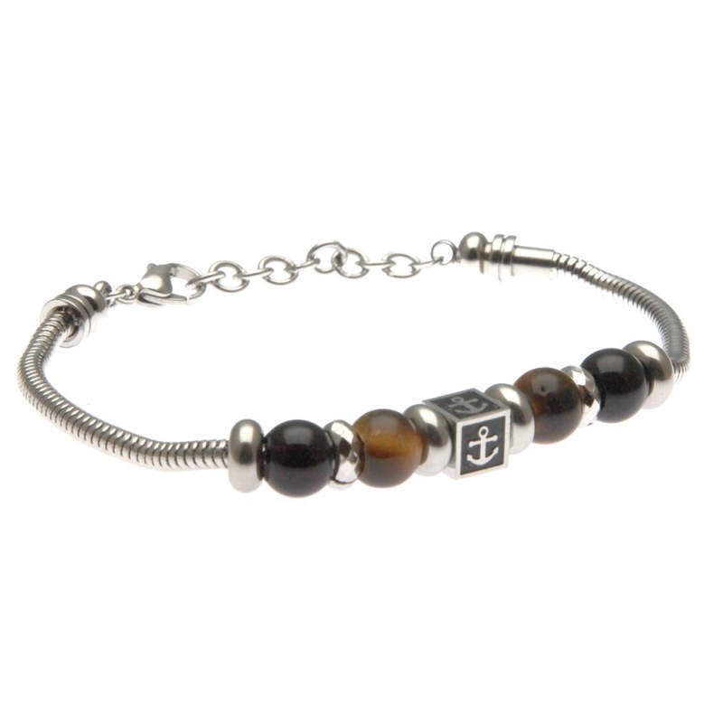 bracciale con ancora in acciaio e pietre