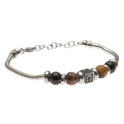 bracciale con ferro di cavallo in acciaio e pietre