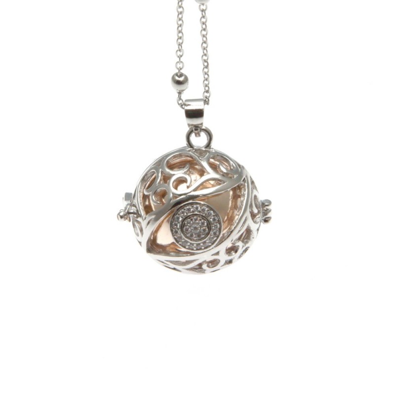 Chiama angeli collana in bronzo con tondo di strass