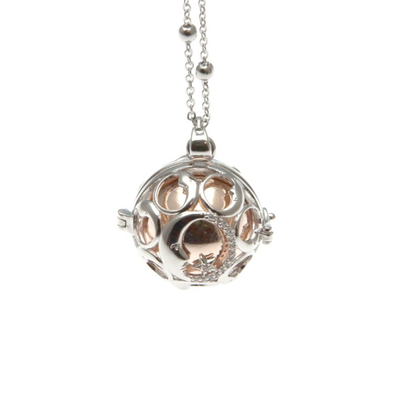 Chiama angeli collana in bronzo con luna e stella