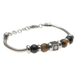 bracciale con timone in acciaio e pietre