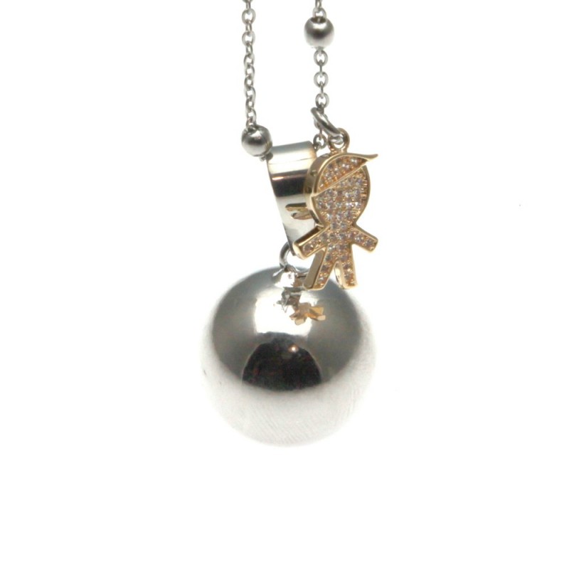 Chiama angeli collana in bronzo con bebe maschietto