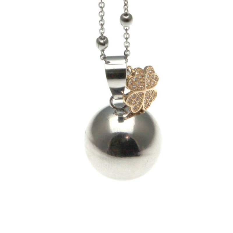 Chiama angeli collana in bronzo con quadrifoglio