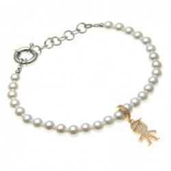 bracciale donna di perle con bebe maschietto