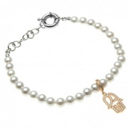 bracciale donna di perle con mano di fatima