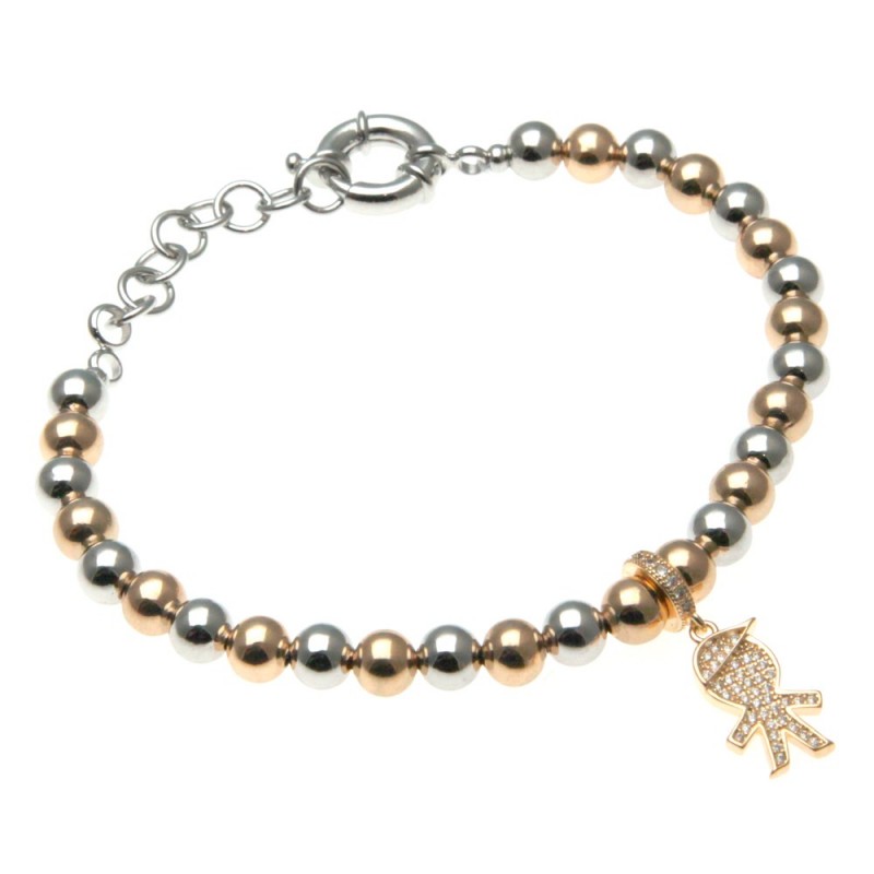 bracciale donna con bebe maschietto in bronzo