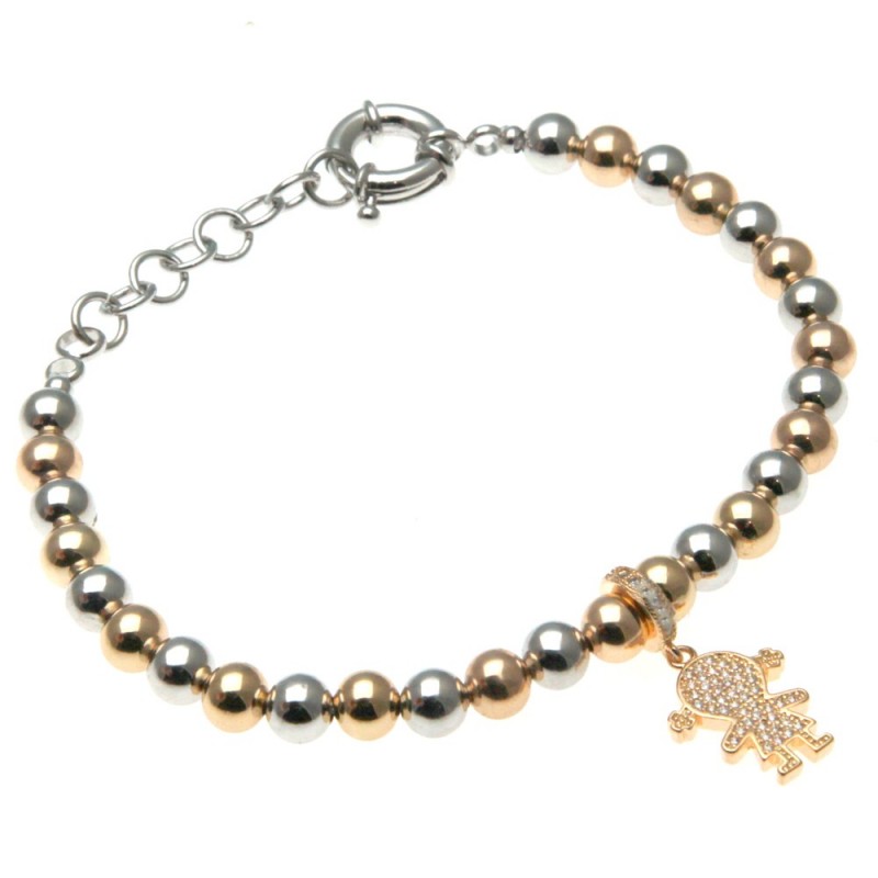 bracciale donna con bebe femminuccia in bronzo