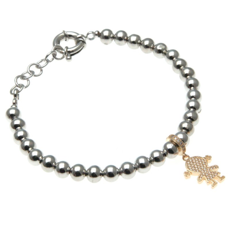 bracciale donna con bebe femminuccia in bronzo