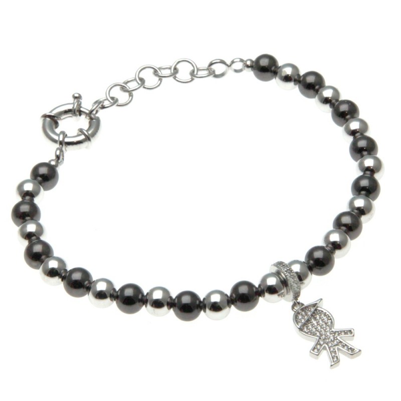 bracciale donna con bebe maschietto in bronzo