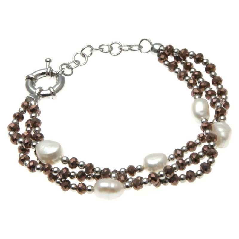 bracciale donna pietre e perle