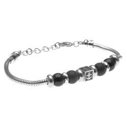bracciale con ancora in acciaio e pietre