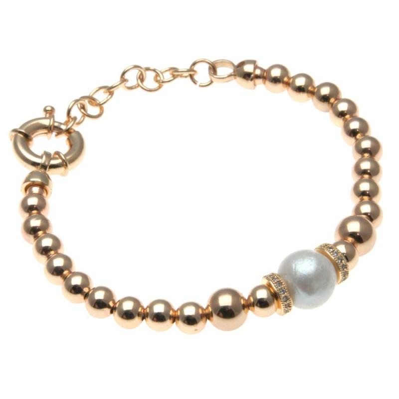 bracciale donna in bronzo con perla centrale