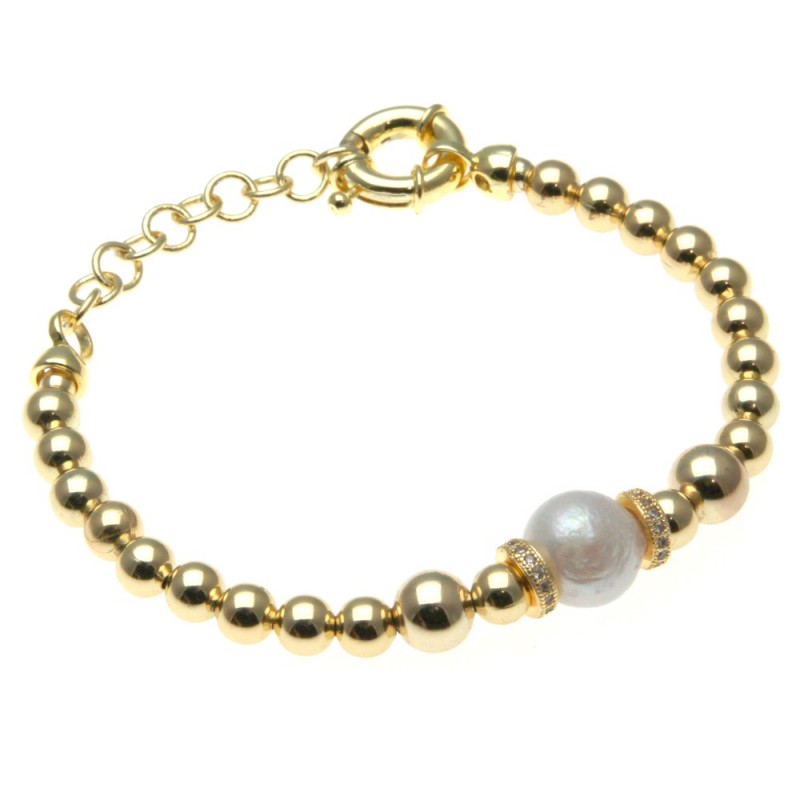 bracciale donna in bronzo con perla centrale