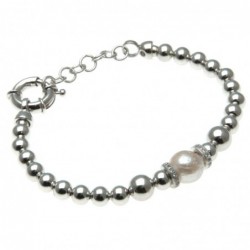 bracciale donna in bronzo con perla centrale