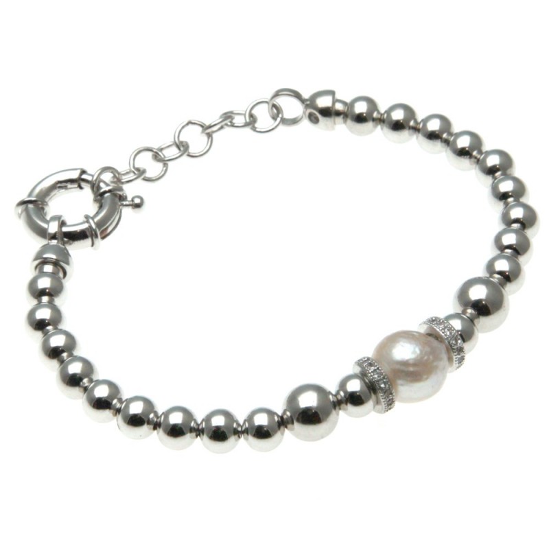 bracciale donna in bronzo con perla centrale