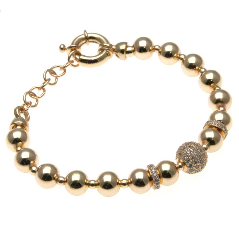 bracciale donna in bronzo con sfera pallina di strass