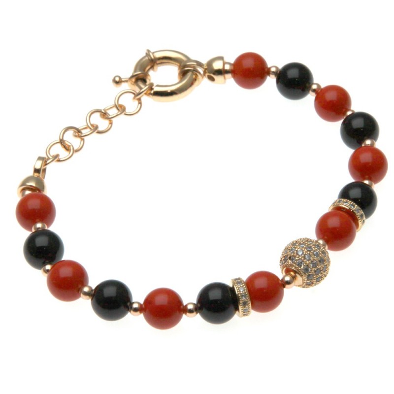 bracciale donna pietre dure e sfera pallina di strass