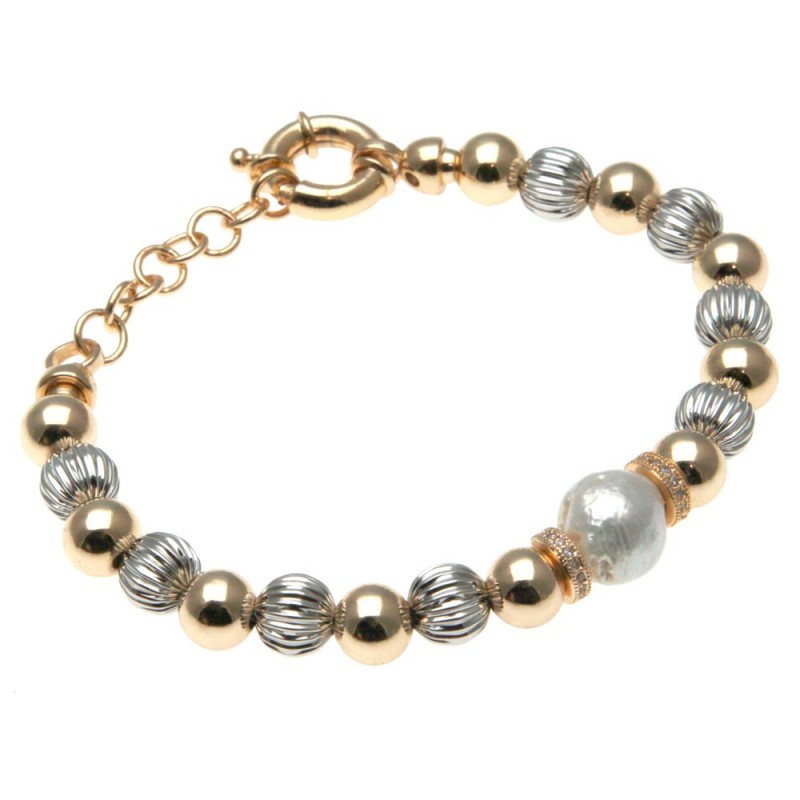 bracciale donna in bronzo con perla centrale