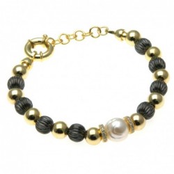 bracciale donna in bronzo con perla centrale