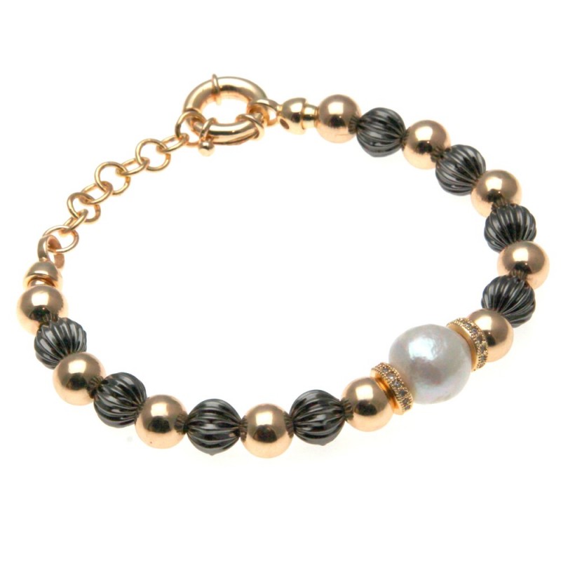 bracciale donna in bronzo con perla centrale