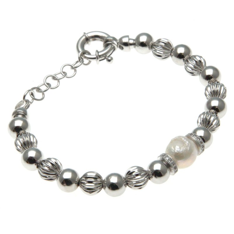 bracciale donna in bronzo con perla centrale