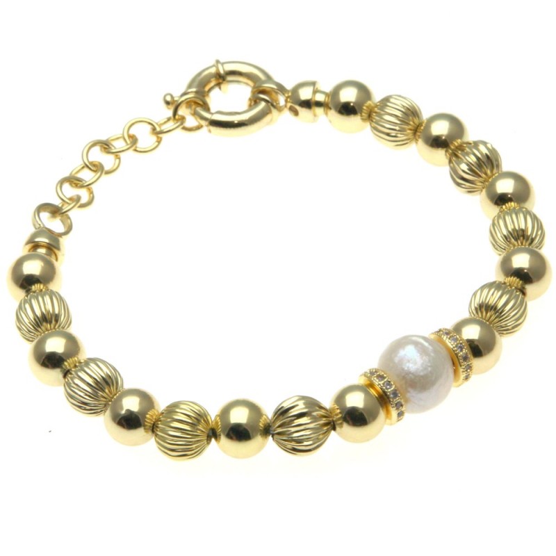 bracciale donna in bronzo con perla centrale