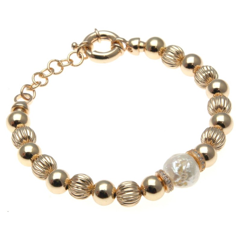 bracciale donna in bronzo con perla centrale