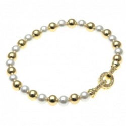 bracciale donna con perle e chiusura di strass