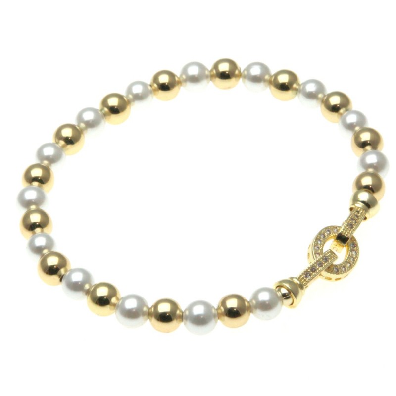 bracciale donna con perle e chiusura di strass