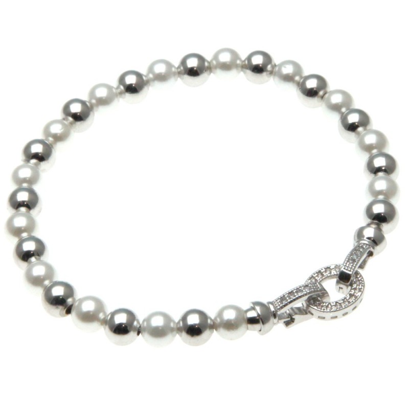 bracciale donna con perle e chiusura di strass