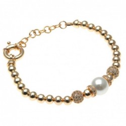 bracciale donna con sfere di strass e perla in bronzo