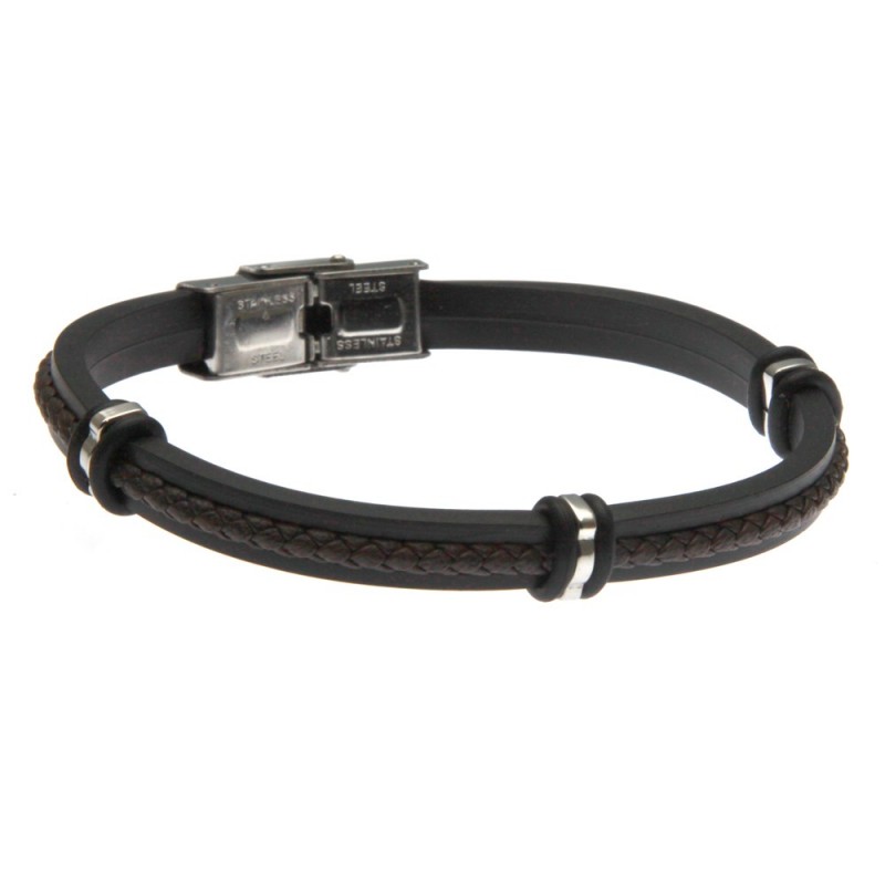 bracciale uomo in caucciù e pelle colorata