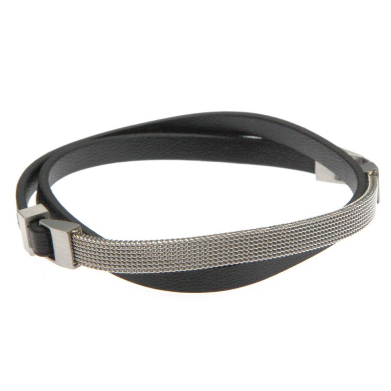 bracciale uomo pelle marrone scuroe maglia milano