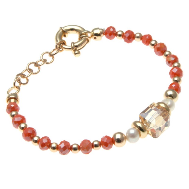 bracciale donna con pietre e cristallo centrale