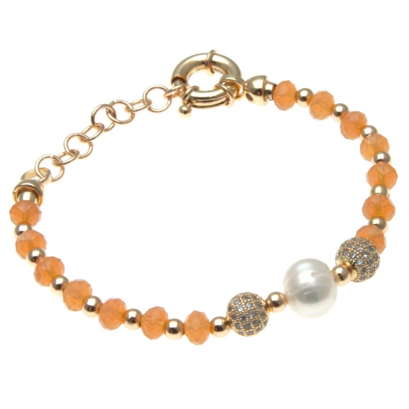 bracciale donna pietre dure e sfera pallina di strass