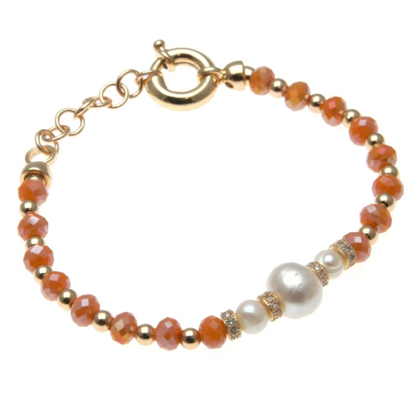 bracciale donna con pietre e perla centrale