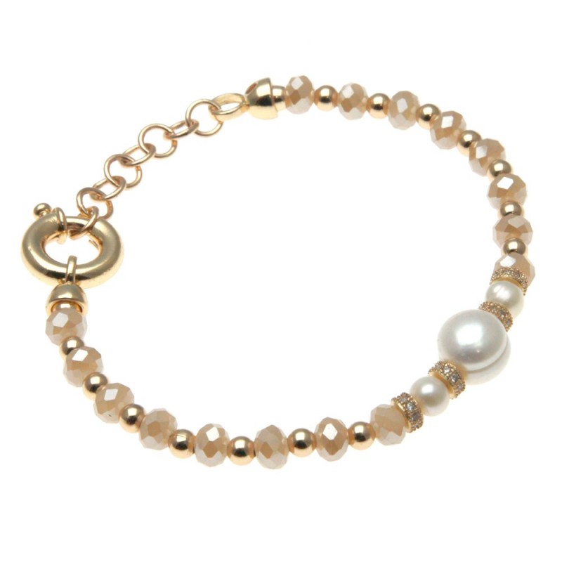 bracciale donna con pietre e perla centrale