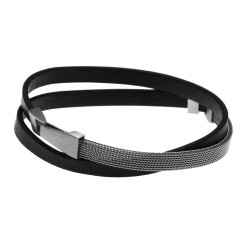 bracciale uomo pelle nera e maglia milano