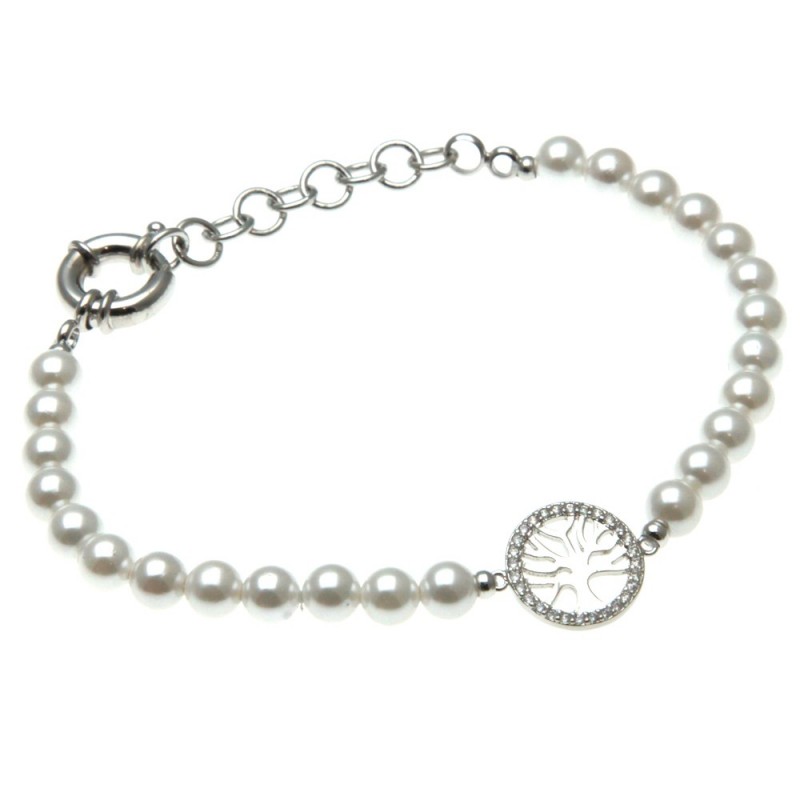bracciale donna di perle con albero della vita