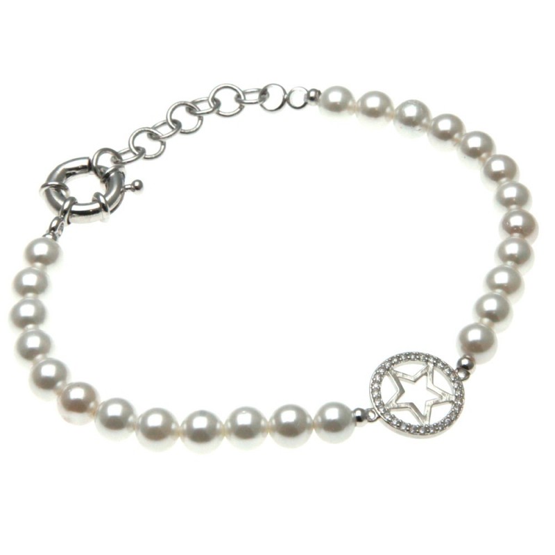 bracciale donna di perle con stellina