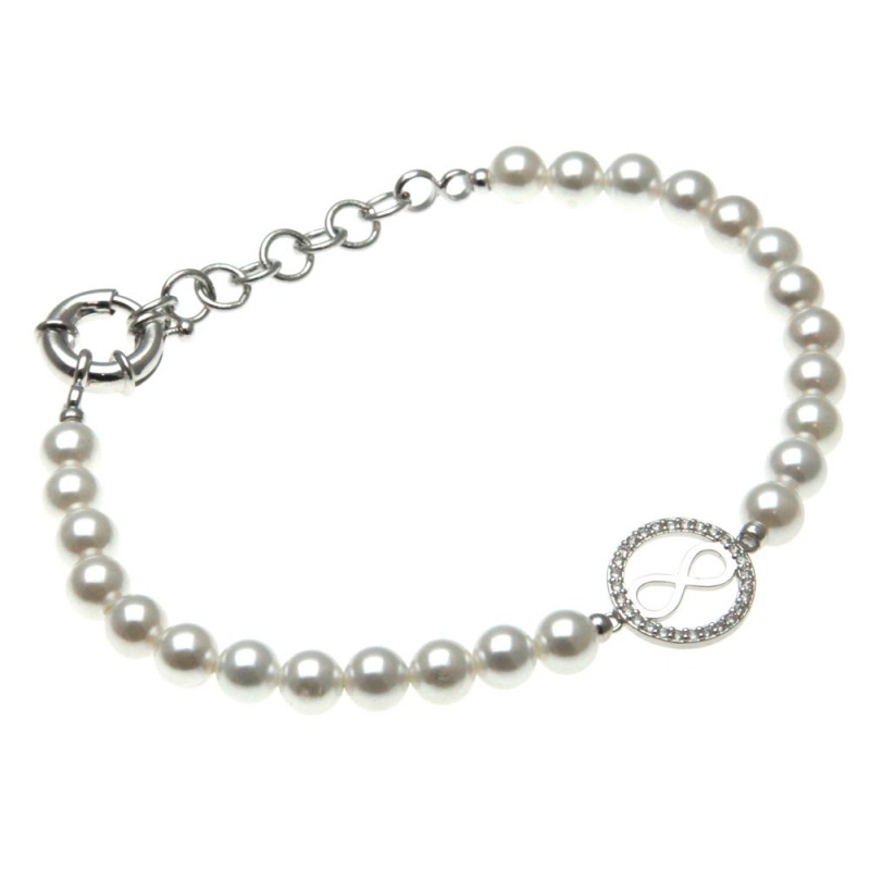 bracciale donna di perle con infinito