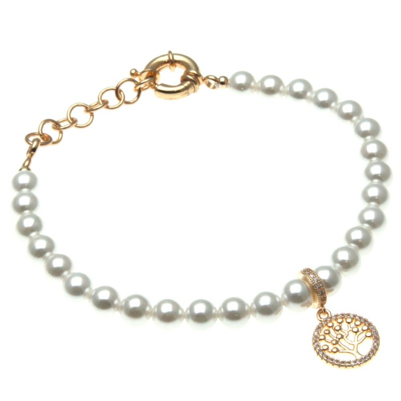 bracciale donna di perle con albero della vita