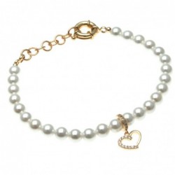 bracciale donna di perle con cuoricino