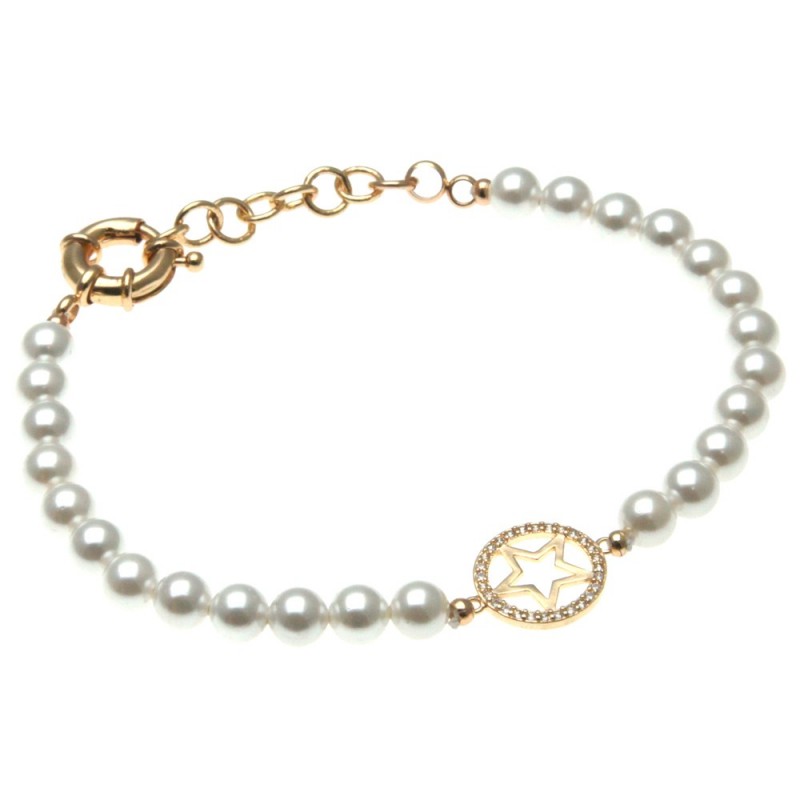 bracciale donna di perle con stellina