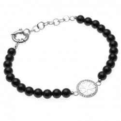 bracciale donna con quadrifoglio e pietre nere