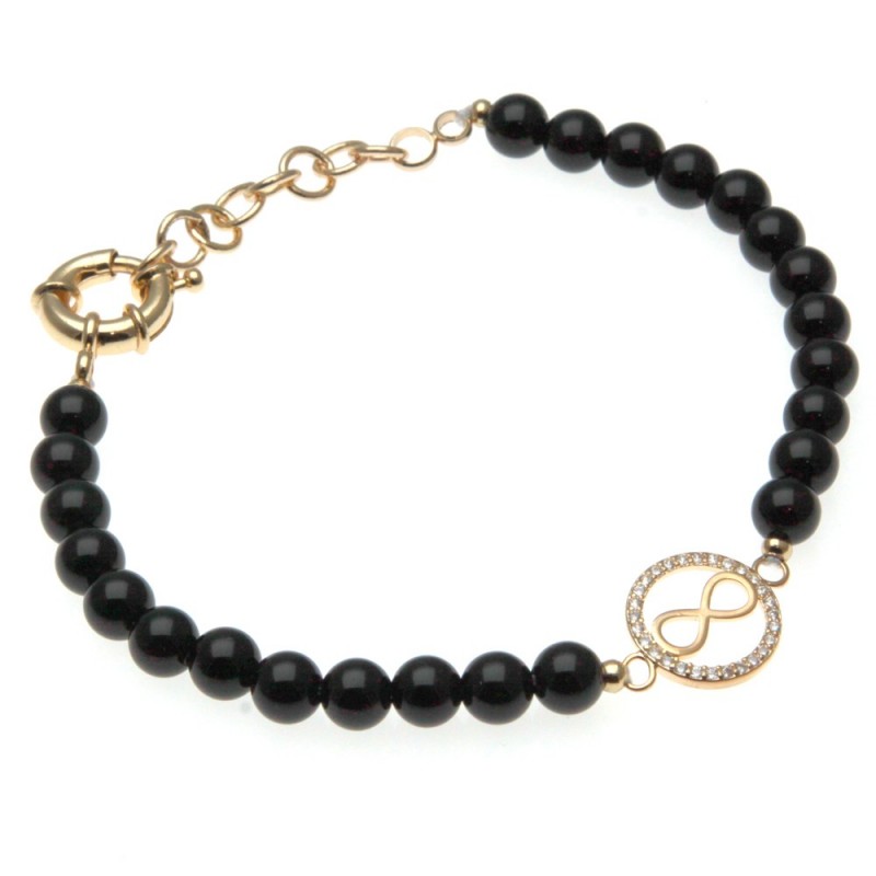 bracciale donna con infinito e pietre nere