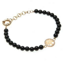 bracciale donna con albero della e pietre nere