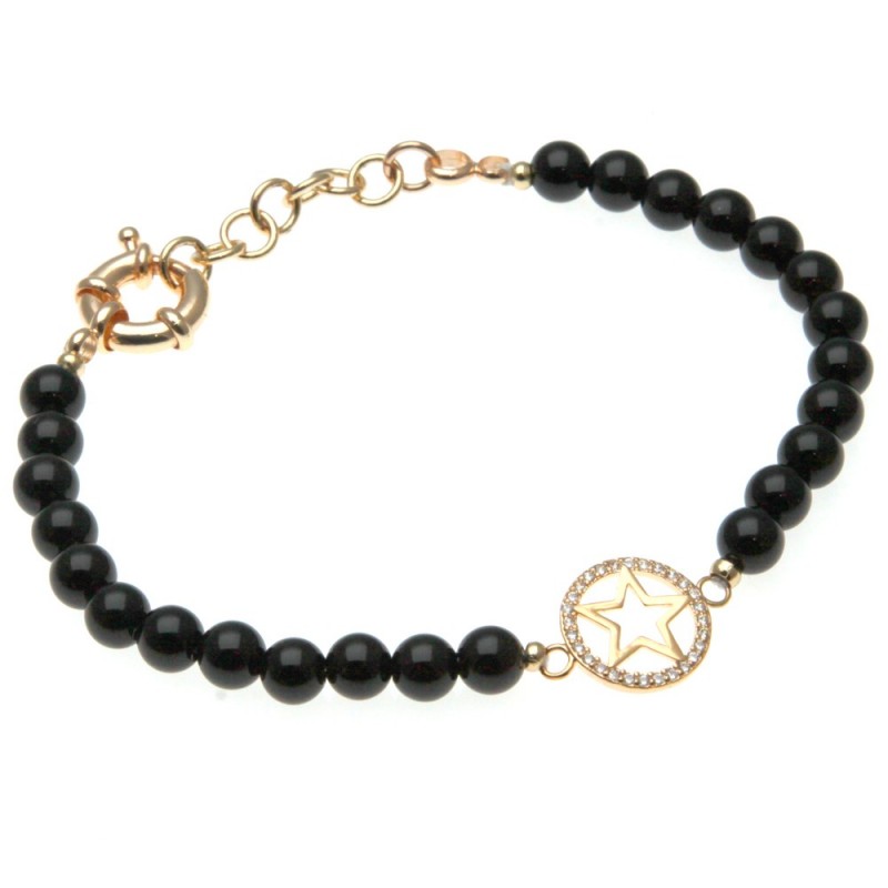 bracciale donna con stellina e pietre nere